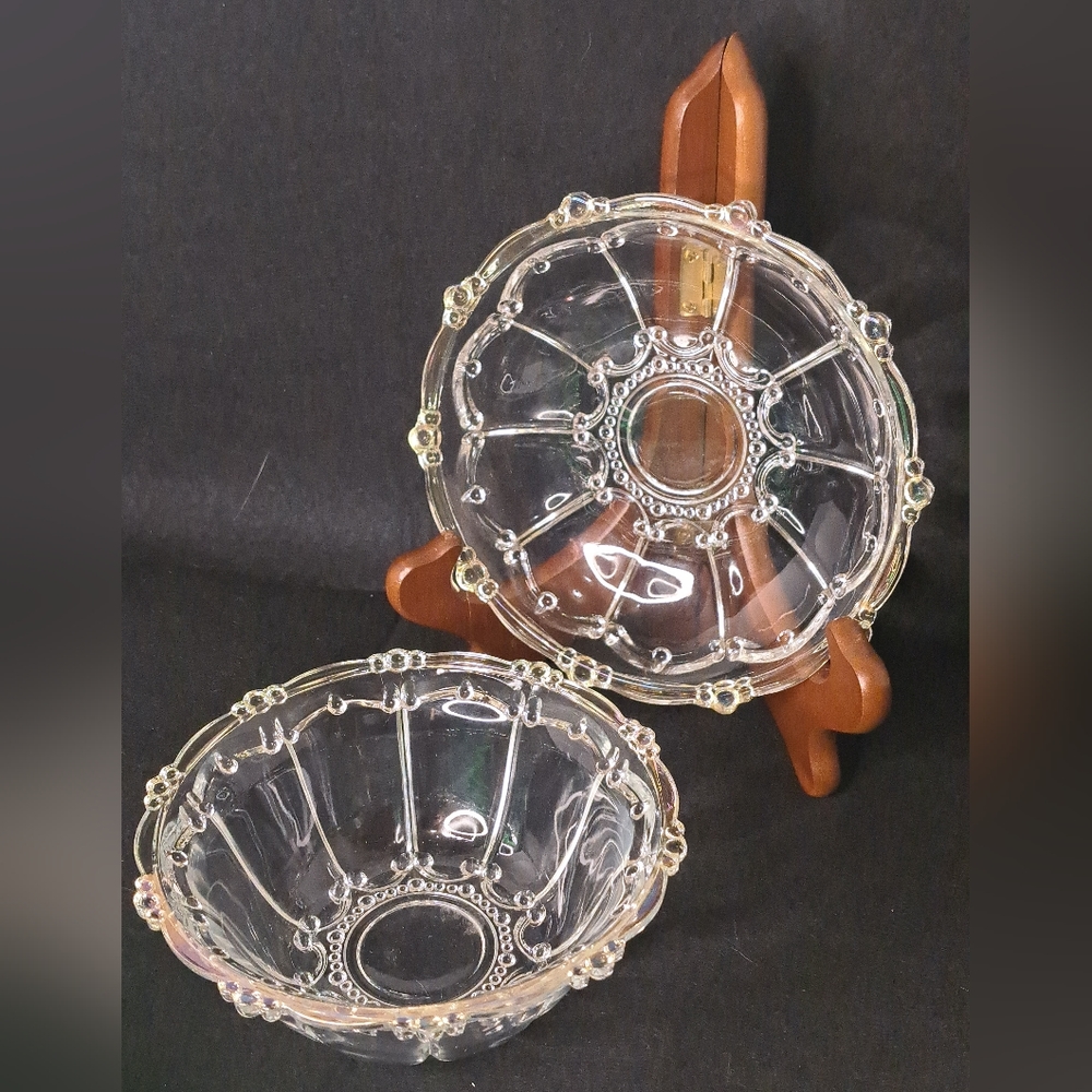 Vintage set of two Kig Indonesia Glass dessert bowl and plate from 1950's